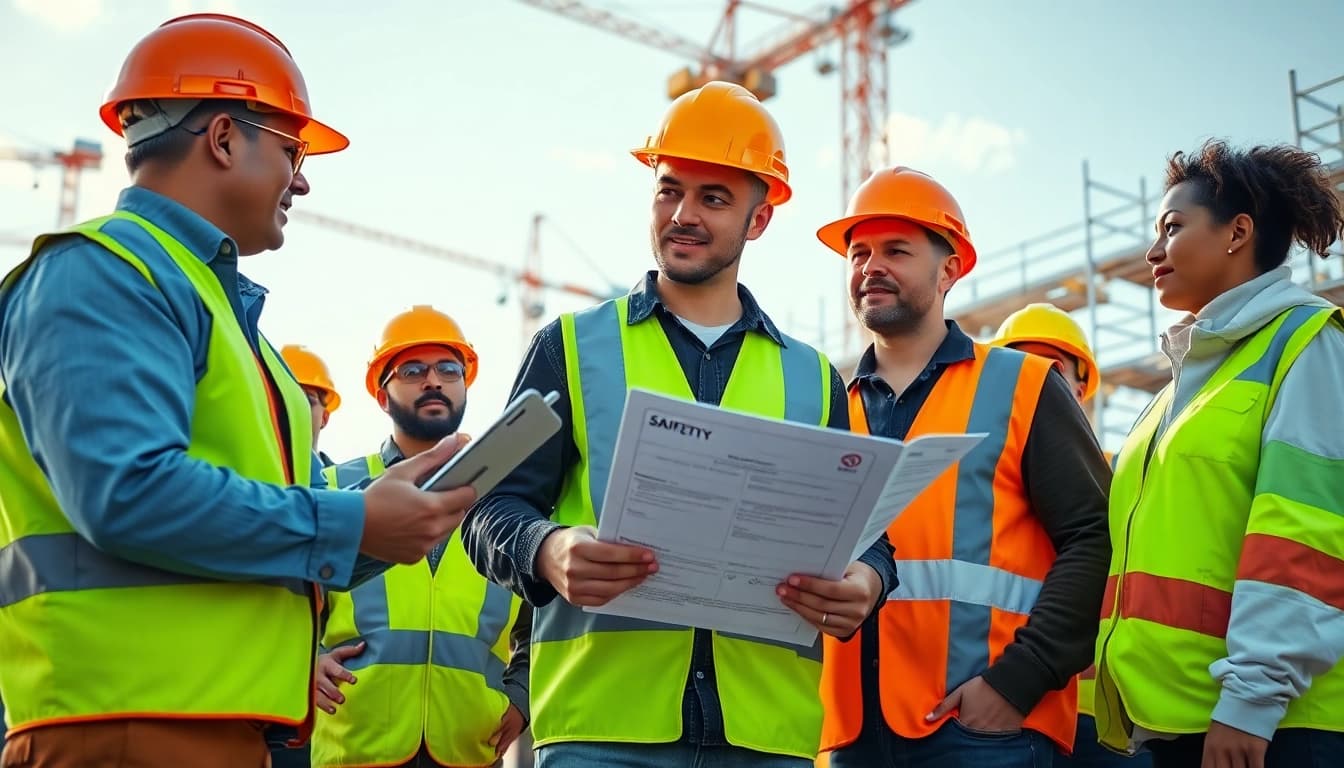 Engaged participants in a construction safety training session, promoting safety awareness.