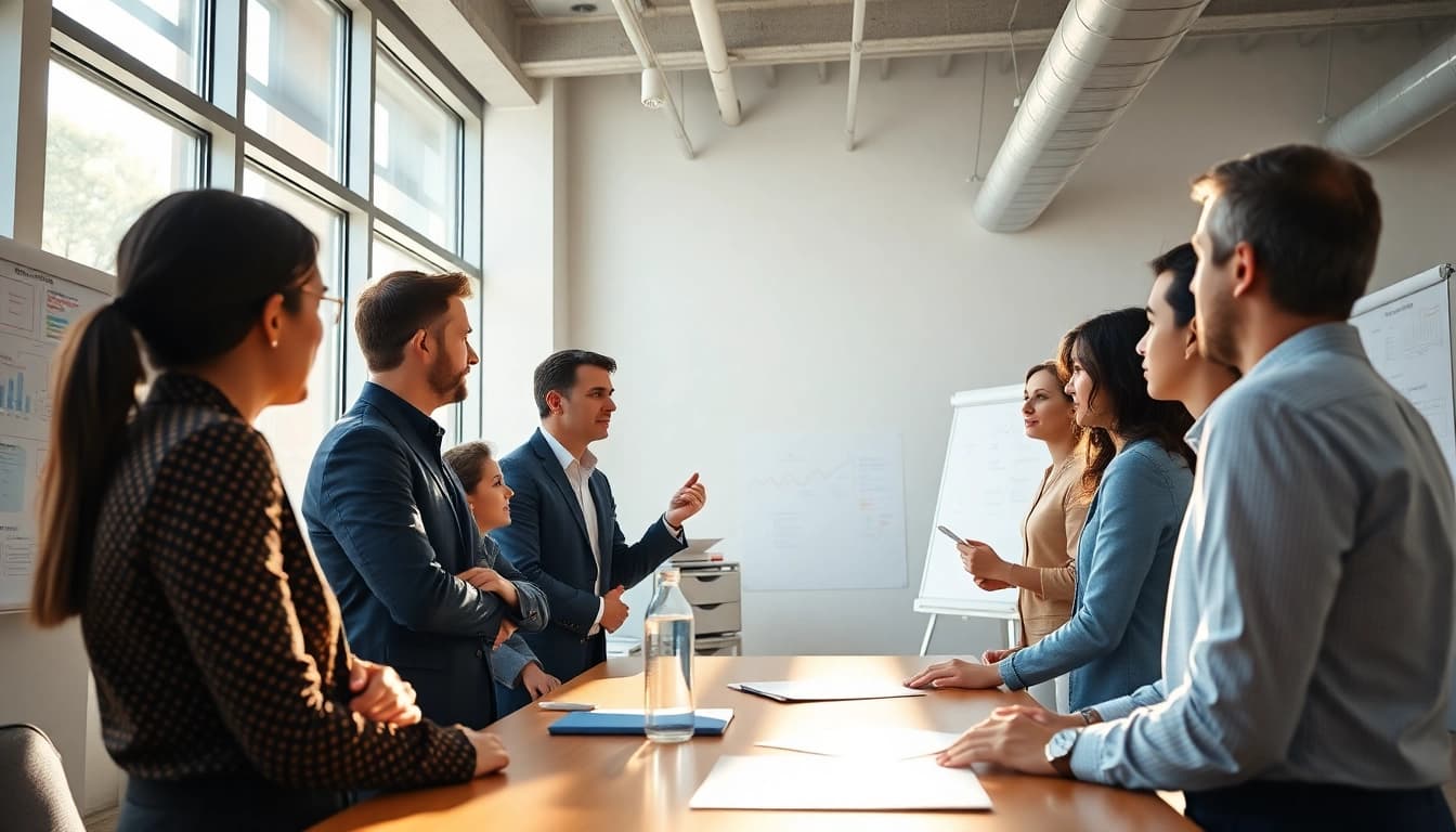 Business coach los angeles guiding entrepreneurs in a dynamic office environment.
