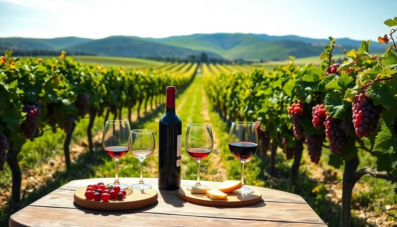 Tasting wine at the best wineries in California with scenic vineyard views.