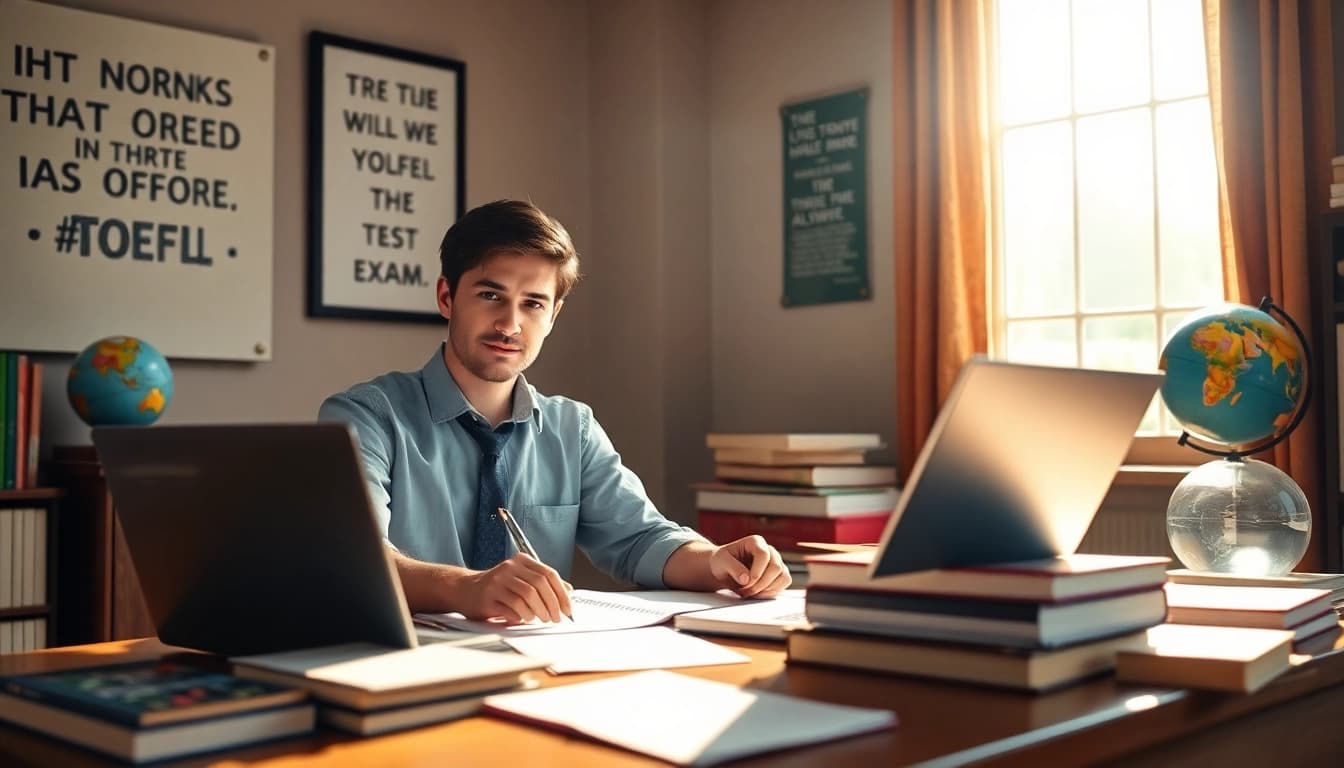 Confident student ready to pay someone to take toefl for exam success.