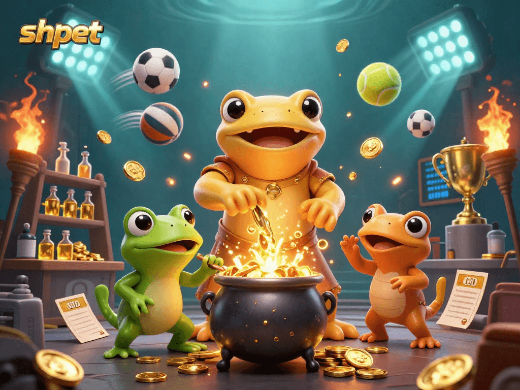 Win big with shbet as a golden salamander alchemist transforms metals into coins amidst dynamic sports betting.