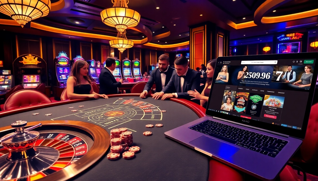 Engaging gamblers at a blackjack table while exploring Link Vào Nhà Cái 68VIP website for online betting.