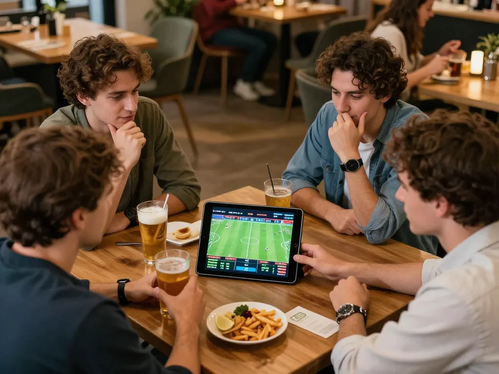 Friends enjoying an engaging da88 fun sports betting experience while watching a live match.