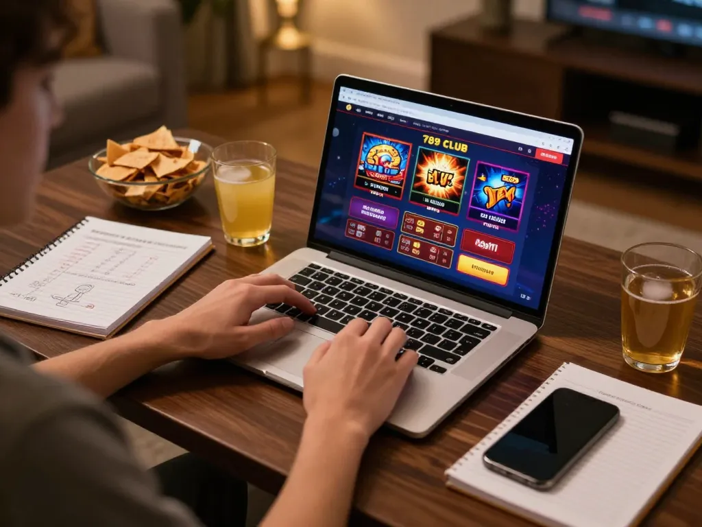 Playing games at 789 CLUB online casino from home with interactive interface.
