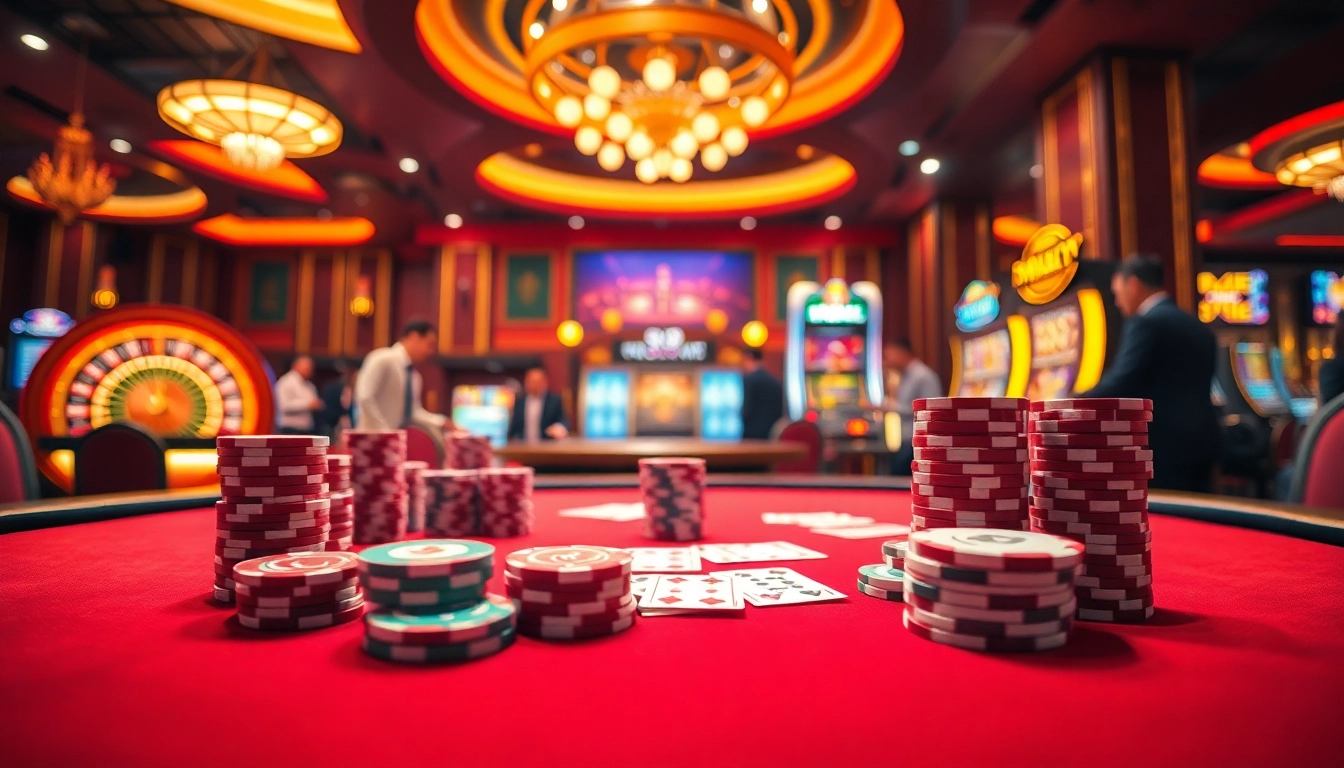 Gambling excitement at Nhà Cái PG66 with poker chips and a roulette wheel.