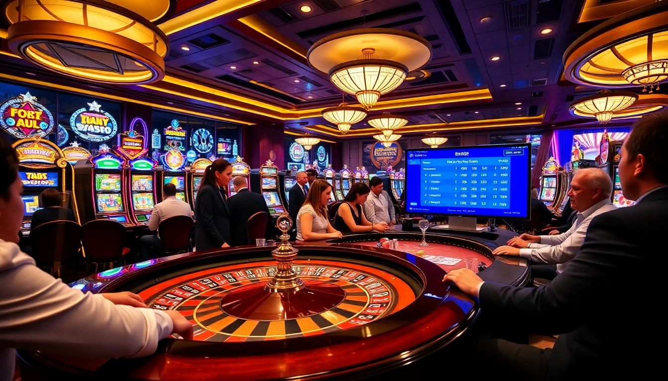 Experience high-stakes gambling excitement at https://bem88.com with vibrant casino tables and slot machines.