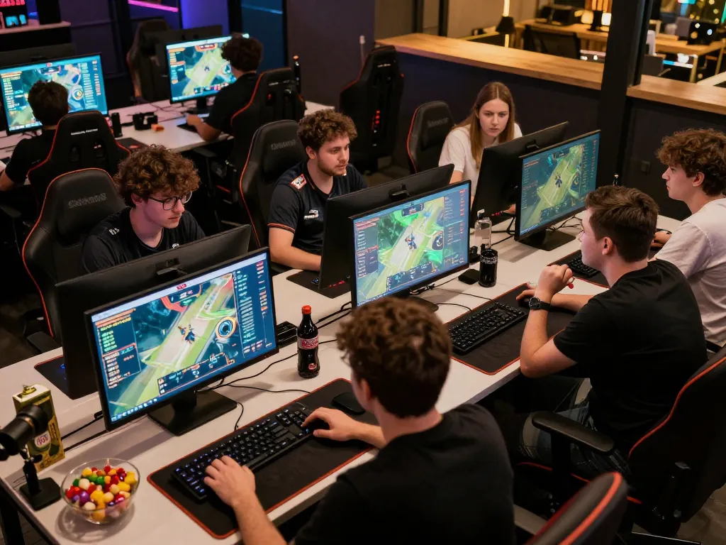 Players strategizing and engaging in esports betting on icm88 in a competitive gaming environment