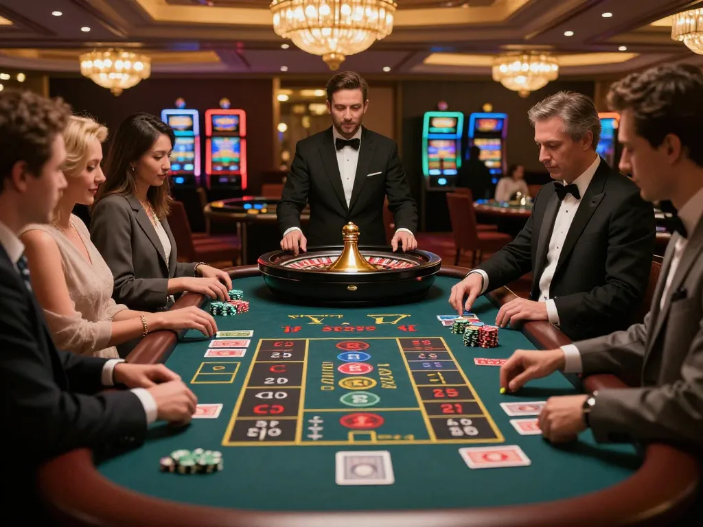 F168 players engaging in strategic roulette gameplay in an upscale casino
