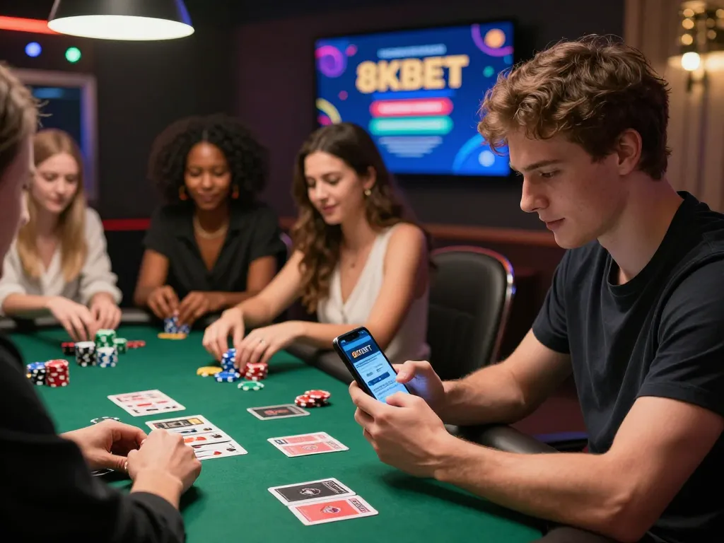Players enjoying the immersive online casino experience with 8KBET branding.