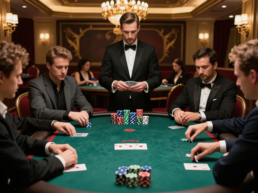 Rikvip players engaging in an exciting poker game at a luxurious casino table, highlighting strategic gameplay
