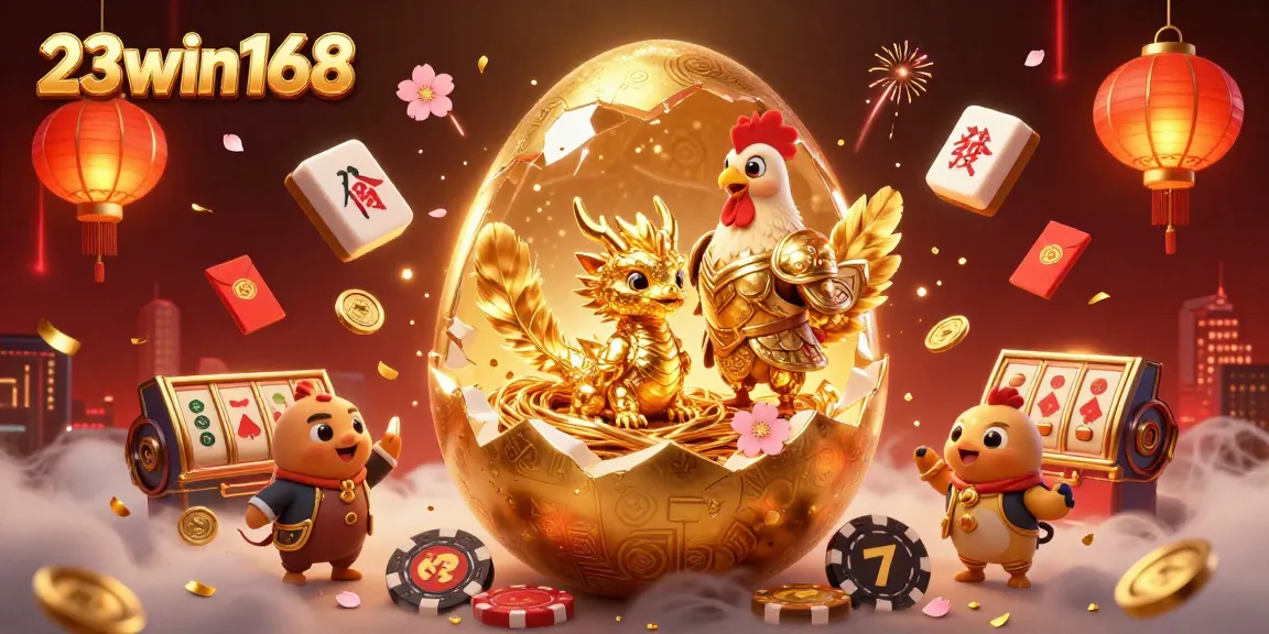 Experience thrilling gaming at 23win168 with a dazzling dragon and golden treasures in a vibrant casino scene.