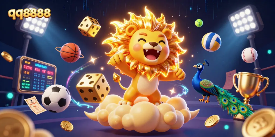 Experience thrilling wins at qq8888 with a vibrant 3D casino scene featuring exhilarating games and dynamic elements.